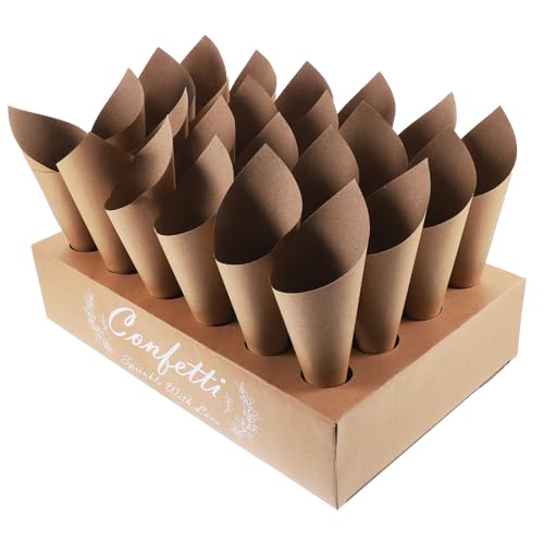BIUDECO Cônes Papier Kraft pour Mariage et de Support Papier Cônes à Confettis pour Bonbons et Fleurs Décoration pour Événements Spéciaux