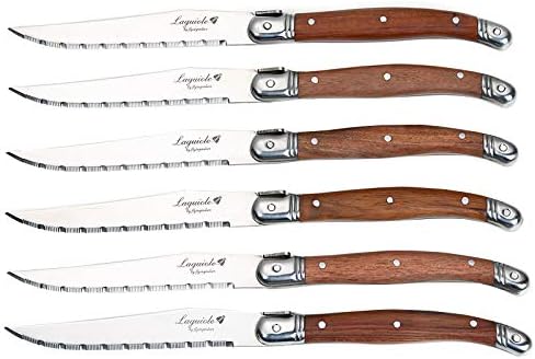 Steak Knife Set, 6pcs Laguiole Steak Knives Stainless Steel Table Knife Wood Handle Dinner Cutlery Japanese Tableware Kitchen Western Dinnerware (Color : 6pcs)