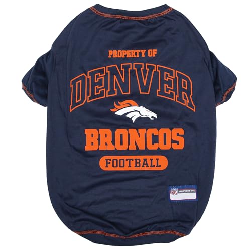 NFL Denver Broncos Dog T-Shirt for Pets, Size Medium. Officially Licensed Pet Shirt with Team Logo, Soft Stretchable Comfort Fit Apparel for Dogs & Cats