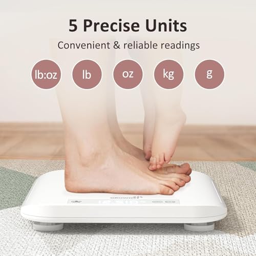 Image of GROWNSY Digital Baby Scale & Pet Scale Up to 330 lbs, White | Accurate Weighing, 330 lb Capacity, Hold Function, 27 inch Height Measurement, LED Display, 5 Weighing Units