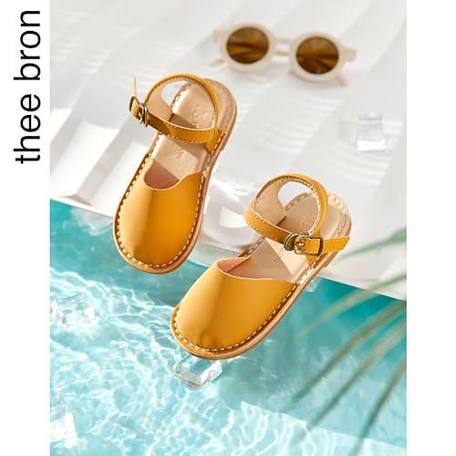 Image of THEE BRON Girls Comfort Sandals Kids Shoes Sandals Filles Sandales(AA442 Toddler,Brown /06M)