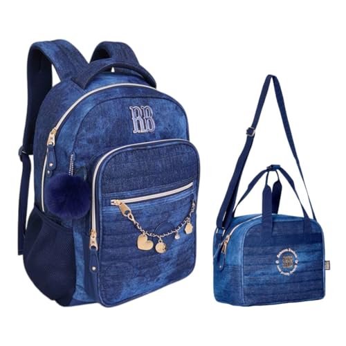 Kit Mochila e Lancheira Térmica Rebecca Bonbon RB24666 Jeans
