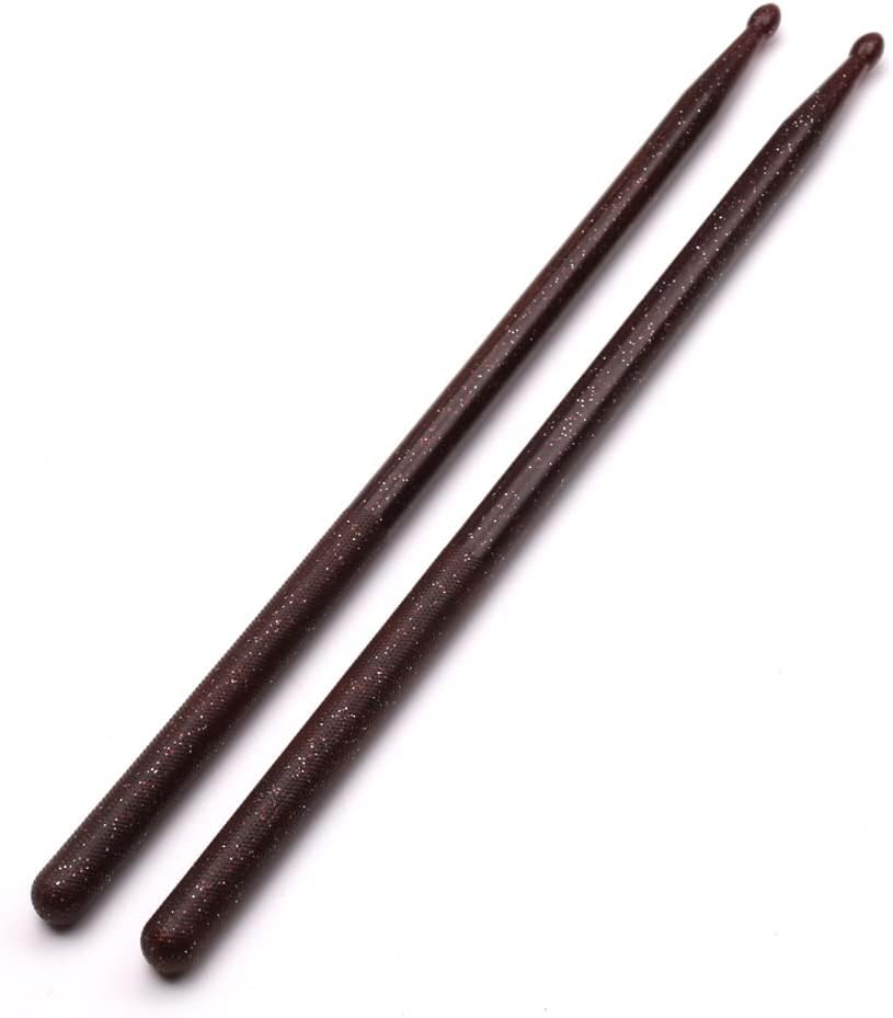 Nylon Drumsticks 5A 1 pair with ANTI-SLIP Handles for Drum Light Durable Plastic Exercise 1 Pair Drum Sticks for Kids Adults Musical Instrument Percussion Accessories #Coffee Glitter