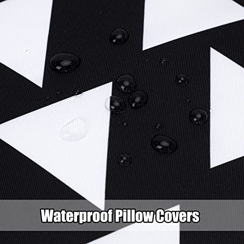 Cdwerd Set Of 4 Outdoor Waterproof Throw Pillow Covers Boho Decorative Christmas Square Cushion Cases For Couch Sofa Patio Living Room Black And White 18×18 Inch #TOP2