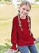 Haloumoning Girls Long Sleeve Shirts Kids Fashion Crew Neck Tunic Tops Blouse 5-14 Years Red