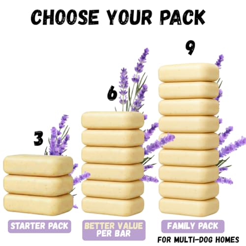 KELEBS Hundeshampoo Sensitiv | Fellpflege Hund | hundeshampoo welpen | Beruhigende natürliche Hunde Shampoo Seifenstücke | mit Lavendel Öl & Haferflocken | Vegan | 3er Pack (Lavender)