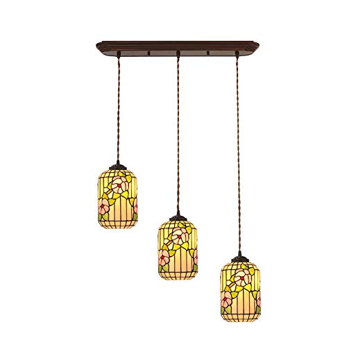 Lustre retro art stained glass d'exception suspension classique en verre