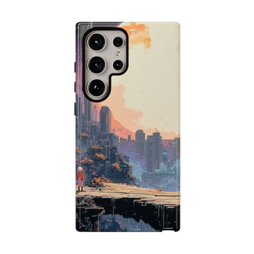 Coque rigide Samsung S24 Ultra pixel art lune orange anti-rayures
