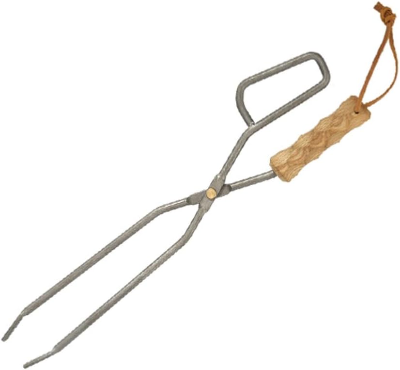 43cm Charcoal Scissors Tongs for Outdoor Campfire, Compact Storage Design for Wood Burners, Indoor & Outdoor Fire Pit Use(Black)