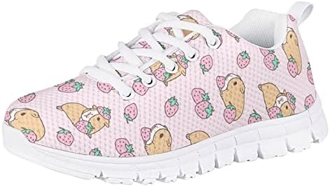 HUIACONG Girls Fitness & Cross-Training Shoes Guinea Pig Strawberry Kid's Indoor Court Sneakers Size 3 Boys Lightweight Trainers Children Zapatos para Niños