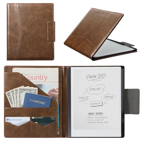 CoBak Premium PU Leather Case for 10.3' Remarkable 2 Tablet (2020) - Folder Design, Slim Hard Shell with Pen Holder, Brown Leather