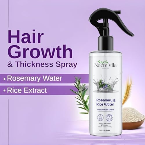Image of Rosemary & Rice Water Hair Growth Spray - Natural Hair Care Solution for Thicker, Stronger Hair | Boost Hair Growth & Reduce Hair Fall (200 ml, Pack of 2)