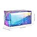 Boao 2 Pcs Clear Iridescent Holographic Makeup Bag Glitter Travel Cosmetic Pouches Toiletry Bag with Zipper Toiletry Organizer Case for Purse Diaper Beach Office Gift(Plain)