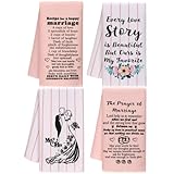 OCCdesign Wedding Gifts for Newlyweds, Just Married Gifts for Couples Marriage Wedding Novelty Kitchen Dish Towels for Happy Couples, Mr and Mrs Gifts Dishcloth 24 x 16 Inch Set of 4 Towels for Wife