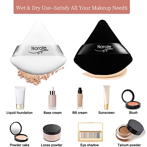 Triangle Makeup Puff Velour 6 Pcs Soft Powder Puffs For Face And Body Powder Cosmetic Foundation Sponge For Undereye Setting Powder Puff Makeup Tool (3 Black + 3 White) #TOP2