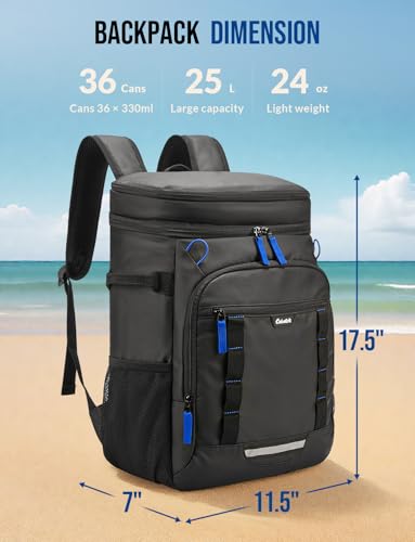 Backpack Cooler Insulated Leak Proof 36/40 Cans Large Capacity Soft Insulated Cooler Bag Lightweight Lunch Backpack for Men Women Work Travel Beach Camping Picnic Hiking - Black - Image 3