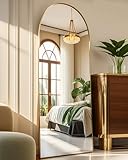 NEARBYSD 58'x18' Arched Full Length Mirror, Floor Mirror With Stand, Freestanding,Wall Mounted Hanging or Leaning Arched-Top Full Body Mirror for Bedroom, Dressing Room -Gold