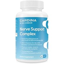 Magnesium Glycinate Supplements with Benfotiamine, Vitamin B6, B12, D3-60 Capsules - Non-GMO Nerve Support Calf, Leg Cramp Pills - Vegan, Gluten Free Magnesium Supplement for Women and Men