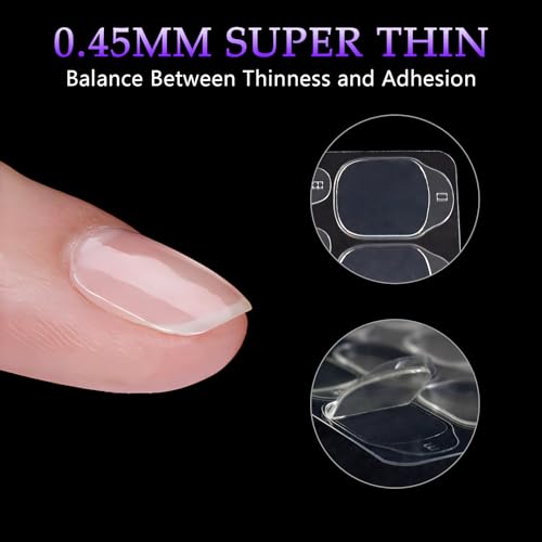 Laza 10 Sheets 300 Pcs Clear Nail Adhesive Tabs 15 Sizes Waterproof Fake Nail Glue Sticker Super Sticky Nail Bond Double Sided Jelly Glue for Press On Nails Stickers Manicure Nail Glue Tabs No Crease - Thumbnail 4