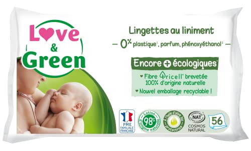 Love & Lingettes au Liniment Saines et Ecologiques Paquet de 56 Lingettes Certifiée Cosmo Natural par ECOCERT et FSC Emballage recyclable Lot de 2 - vue 5