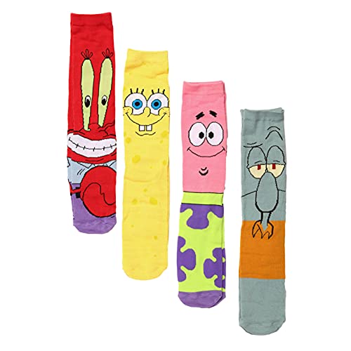 SpongeBob SquarePants Patrick Squidward Mr. Krabs Crew Socks 4-Pack Box