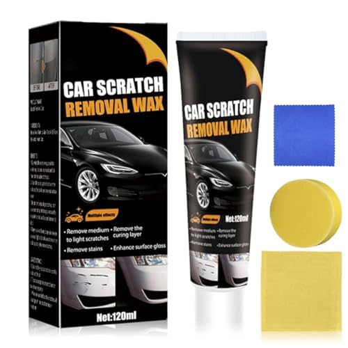Car Scratch Remover Wax 120ml – Paint Repair Polishing Kit with Sponge & Towel, Restores Shine & Removes Light Scratches, Swirls & Stains Remover (1)