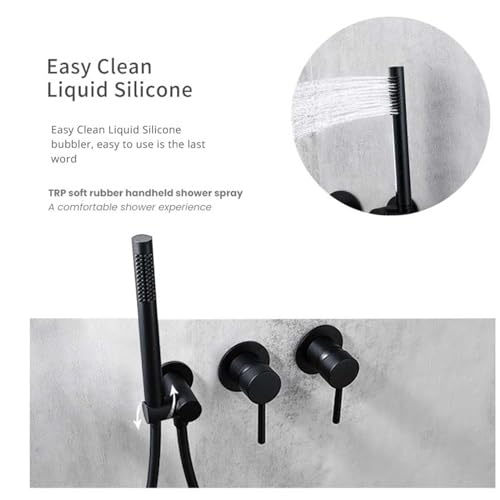 Colonne de douche mitigeur noir ensemble douche mural laiton réglable - 6