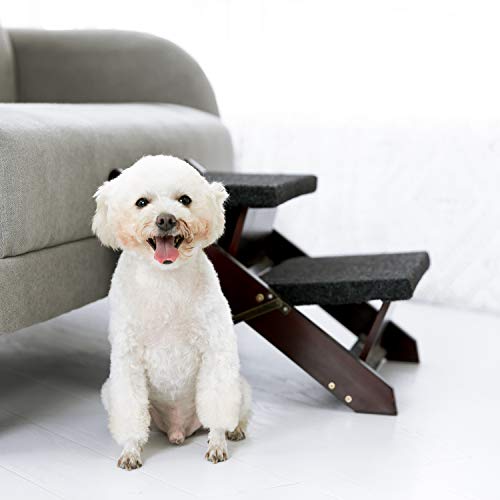 Mewang Wooden Pet Stairs/Pet Steps - 2-In-1 Foldable Stairs & Ramp For Beds And Cars - Portable Dog/Cat Ladder Up To 110 Pounds #TOP7