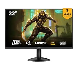 AOC 22B30HM2 21.5" (54.61 cm) Gaming Monitor Full HD 1920x1080, 100HzRefresh Rate, 1ms Response Time, Flicker-Free, FreeSync, Blue Light Filter, VGA/HDMI, Gaming Monitor for PC with VESA Mount(Black)