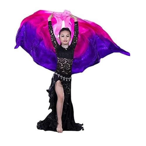 Image of Aumulen 8mm Girls Hand-Made Belly Dance Silk Scarf Veils Gradual Colors