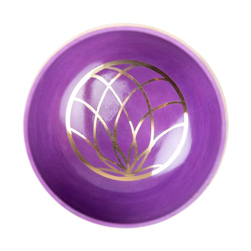 Image of Tibetan Singing Bowl Set - 4 inch Easy To Play Authentic Handmade For Meditation Sound 7 Chakra Healing By HIMALAYAN BAZAAR (Purple, 4 inch)