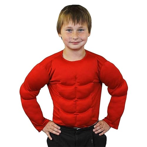 I LOVE FANCY DRESS Pecho MUSCULADO Falso Rojo para NIÑOS(ESTANDAR)