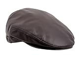Sterkowski Genuine Leather Ivy League Classic Flat Cap with Earflap