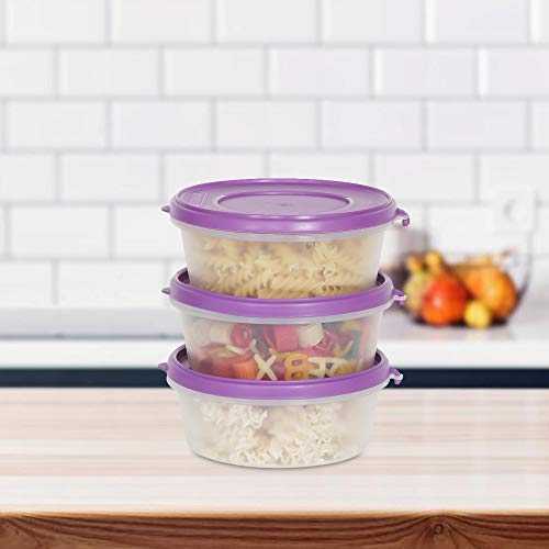 Image of Cutting EDGE Nesterware 500ml Stackable Food Container (Set of 3, Purple) | BPA-free plastic, stackable design, leak-proof, kitchen storage, pantry, fridge, meal prep, reusable, travel use