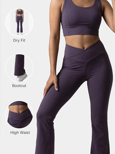 Image of Enamor High Rise Full Length Pull on Boot Cut Active Pant for Women - Relaxed Fit, Quick Dry, Antimicrobial - A402
