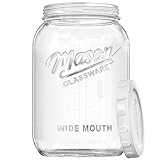 Dwbligt 1 Gallon Glass Jar with Airtight Lid, Large Mason Jar Wide Mouth for Flour Sugar Food Storage Containers with Scale Mark(1 PCS), Canning Jars for Sun Tea, Kombucha, Cookie, Pickle, Fermenting