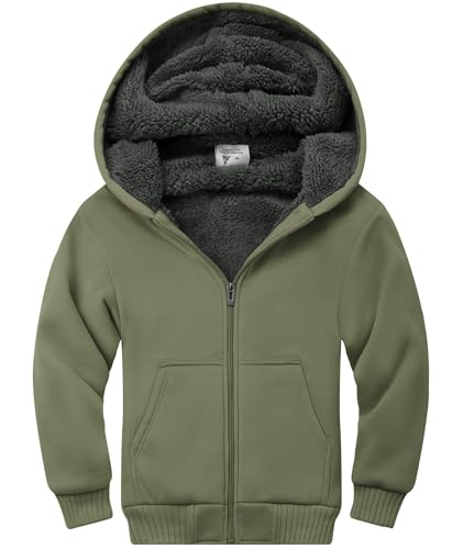 Image of GEEK LIGHTING Boys Sherpa Lined Hoodie Kids Fleece Sweatshirt Full Zip Hooded Jacket