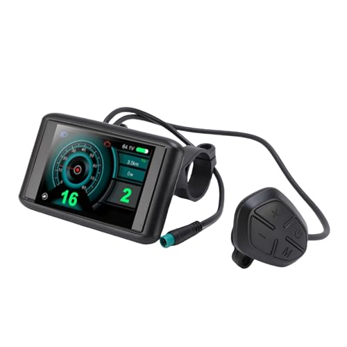 Luocute バイクコンピューター、カラースクリーンLCDパネル電動バイクディスプレイメーター、Comm Protocol 2対応、ABS製、22.2mmハンドルバー、5芯防水ケーブル