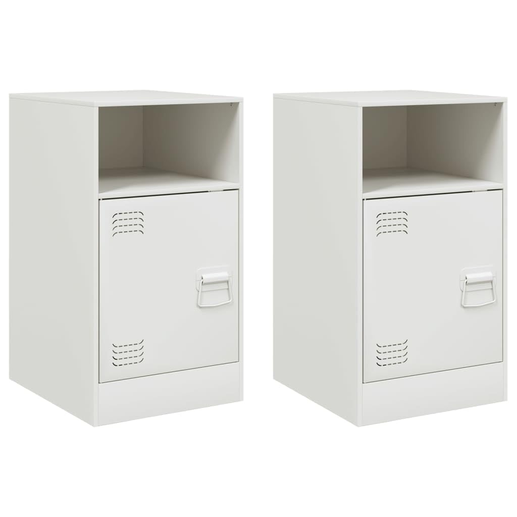 Table de chevet en acier blanc lot de 2 meuble de rangement de nuit petit meuble de salon
