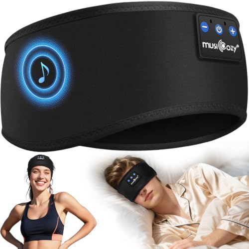 MUSICOZY Schlafkopfhörer Bluetooth, Schlaf Kopfhörer Seitenschläfer | Kabellos Sport Kopfhörer Stirnband 16+STD für Yoga/Training/Reisen/Schlaflosigkeit,Tech Gadgets für Männer/Fra