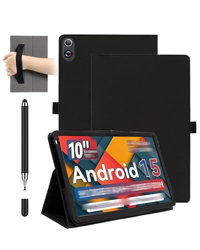 Coque MUISOO 12 et 10.4 pouces noire avec stylet et dragonne de protection complète