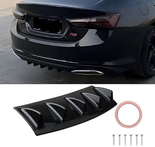 Universal Car Spoiler, Rear Bumper Lip Diffuser Spoilers Car Chassis Black Shark Fin 3/5/7 Wing Spoiler Kit, ABS Carbon Fiber Style (Smooth Black,5 Wing)