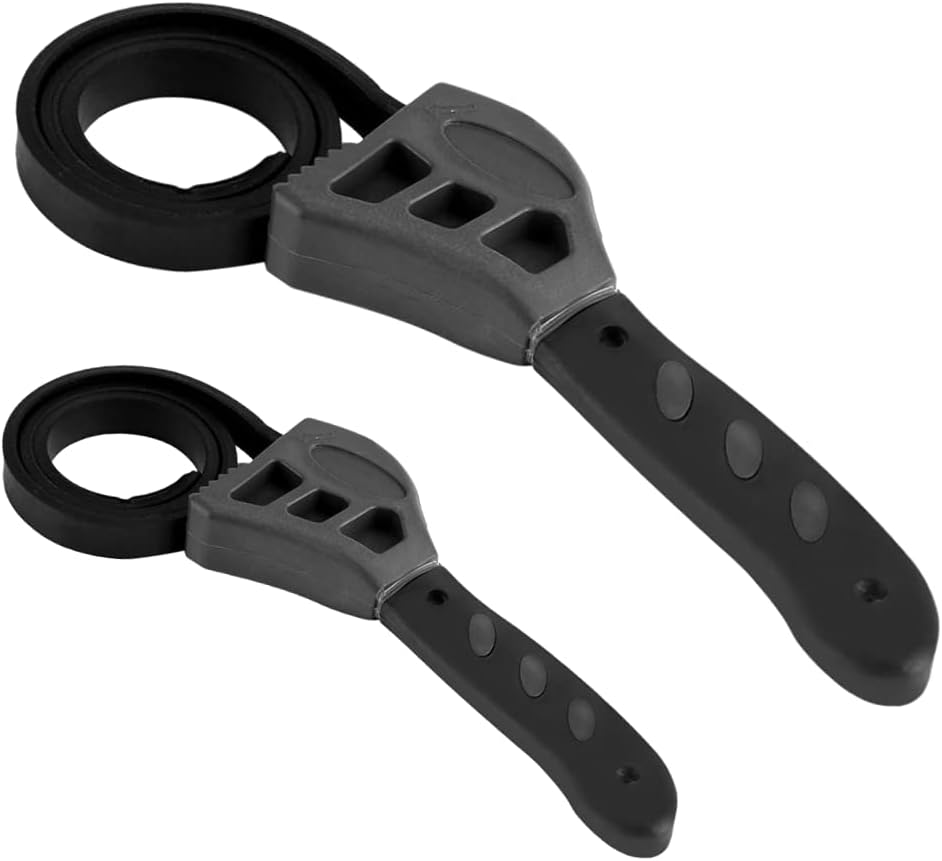 2 Piece Universal Rubber Strap Wrench Set, Oil Filter Adjustable Wrench Tool Use as Jar Opener, Pipe Wrench, Rubber Strap Wrenches Used by Mechanics, Plumbers for Mechanics Plumbers