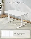 JUMMICO Scrivania Regolabile In Altezza Elettrica,120 x 60 cm,Pannello 6 Tasti Con 4 Memorie Di Altezza E Porta USB,Scrivania Da Computer Bianca,Avviso Di Pausa Per Sedentarietà - 3