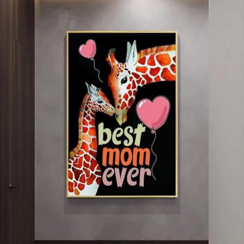 Póster de mamá jirafa e hijo SHINERING, tierno lienzo para un salón acogedor 4