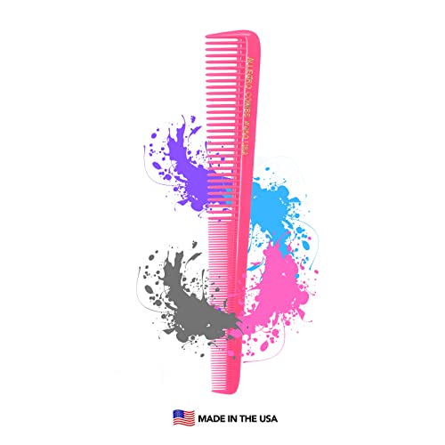 Allegro Combs 450 Tapered Hair Combs Barber Combs Hair Cutting Combs Hairstylist Combs Women's Combs Men's Pocket Combs Made In The Usa. 6 Pcs. (Neon Pink) #TOP7