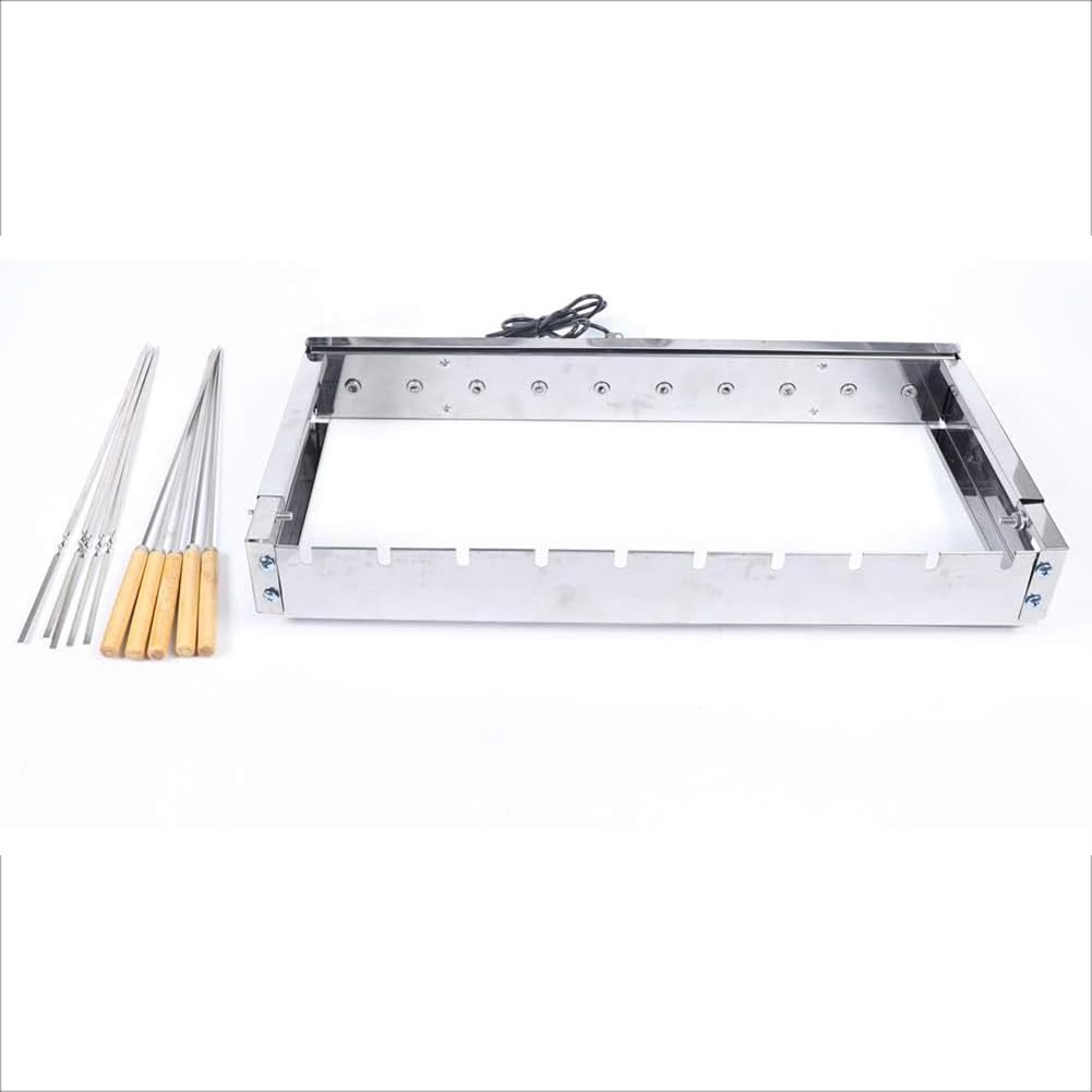 Automatyczny obrotowy grill ze stali nierdzewnej, 10 otworów, szpikulec, regulowana szerokość, rożen na grilla, kemping, piknik