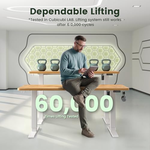 Image of Cubiker Computer Desk, Home Office Writing Study Desk, Modern Simple Style Laptop Table with Storage Bag (39.4 inch, Natural)