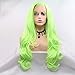 Neon Green Lace Front Wig Curly Fluorescent Green Synthetic Lace Front Wigs for Women Long Body Wave Pastel Glueless Lace Wigs Preplucked Hairline Real Hair Wig Baby Hair Daily Cosplay 24 Inch