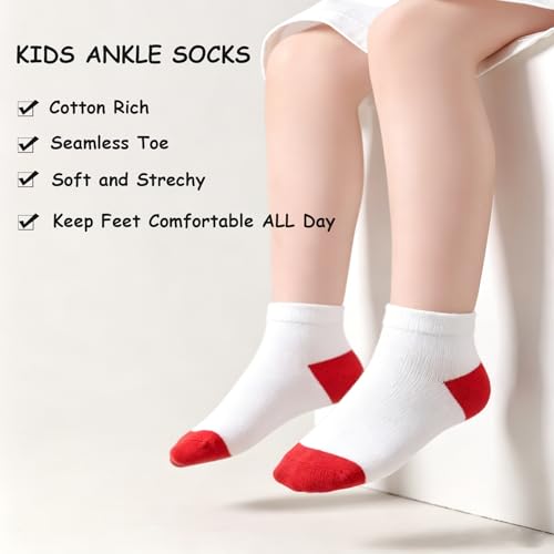 Image of EPEIUS Kids' Low Cut Ankle Socks Cotton Seamless Toe Sport Athletic Socks for Boys Girls White Black Navy 4 /8 Pack